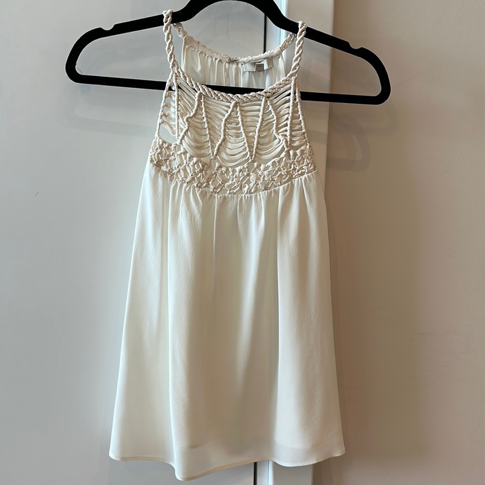 Joie Women’s Silk Tank with Woven Top Detail